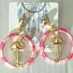 Metal animal earrings flamingo